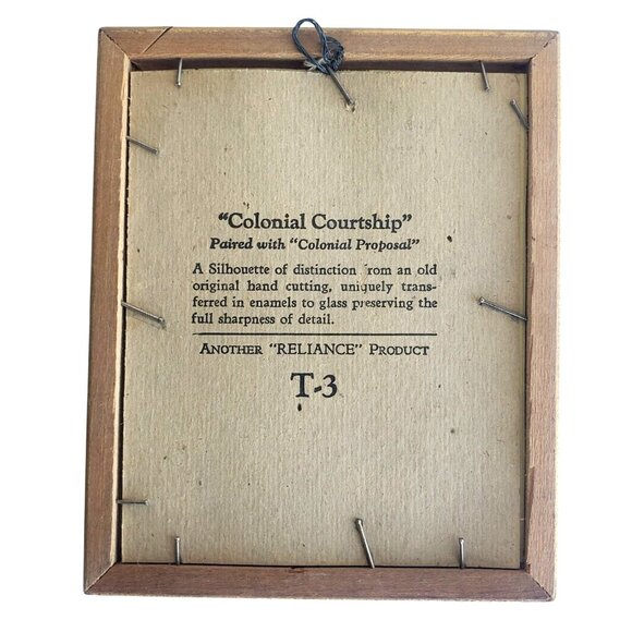Vintage Silhouette Framed "Colonial Courtship" Reverse Painted Glass Art Decor - Picture 3 of 7